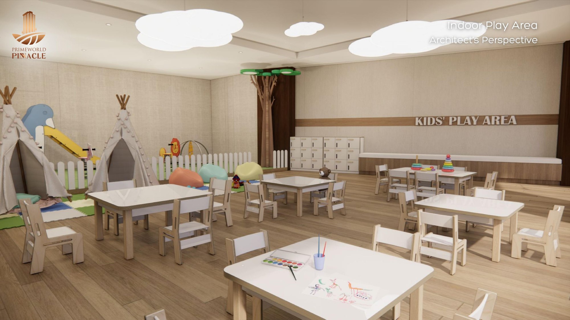 Indoor kids' play area — architect's perspective